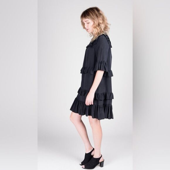 ULLA JOHNSON BLACK SILK MINI DRESS - Picture 3 of 15